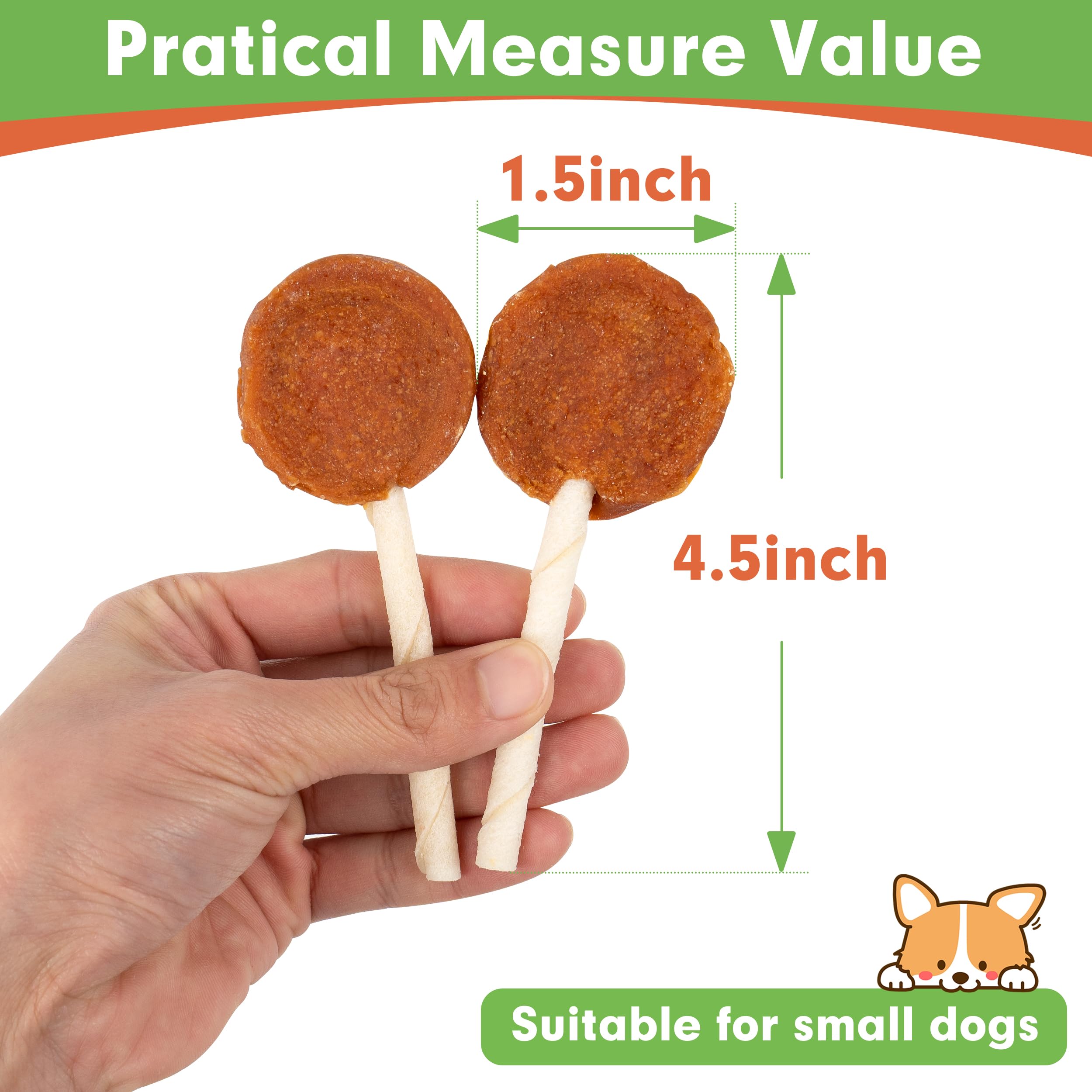 MON2SUN Lollipop Dog Treats, 4.5 Inch Chicken and Egg with Rawhide Twist Sticks, Healthy and Teeth Cleaning Dog Snacks for Small Dogs, 10.58oz (15 Count-Pack of 1)