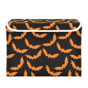 storage bins with lid orange bat halloween black toys fabric storage basket large collapsible organizers bedroom storage boxes cubes and handles for clothes office shelves