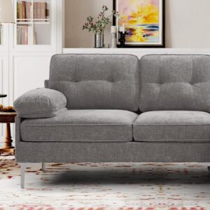 KIMOHOME 81" Convertible Sectional Sofa Couch, Chenille L-Shape Sofa Couch with Wide Chaise Lounge for Living Room, Small Couches for Small Spaces(Light (Light Grey)