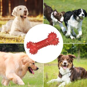 KSIEE Bone Dog Toy, Puppy Chew Toys Rubber, Teething Pet Toys, Natural Puppy Toys for Dog, Puppy, Playtime, Promotes Dental and Gum Health for Your Pet (Red)