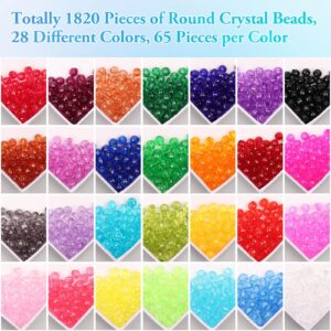 Paxcoo 1820Pcs Crystal Beads for Jewelry Making, Crystal Acrylic Beads Faceted Jewelry Beads Bicone Gem Beads for Jewelry Making (6 MM)