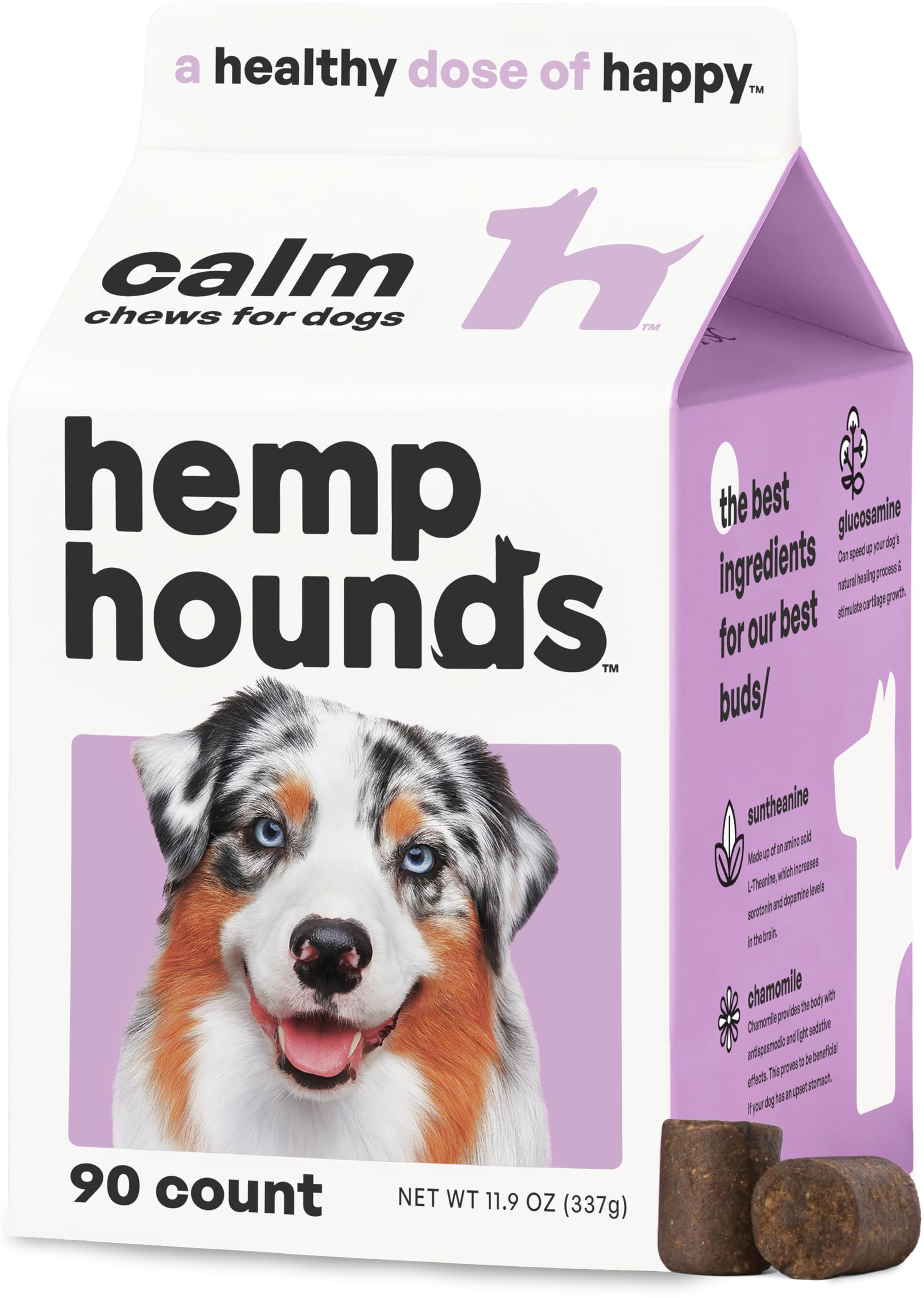 Hemp Hounds - Melatonin Free Calming Chews for Dogs - Fireworks Stress - Dog Calming Treats for Anxiety Relief - 90 Count - Dog Separation Anxiety Treats - Beef Liver Flavor - Adaptogens - 11.9 oz