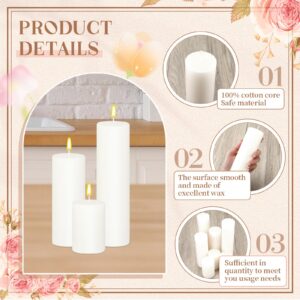 MTLEE 48 Pcs Set of 3 Pillar Candles Pillar Candle Bulk 3 Inch 6 Inch 8 Inch Assorted Candles Dripless Unscented Smokeless Pillar Candles for Wedding Holiday Dinner Restaurants Spa Home Decor