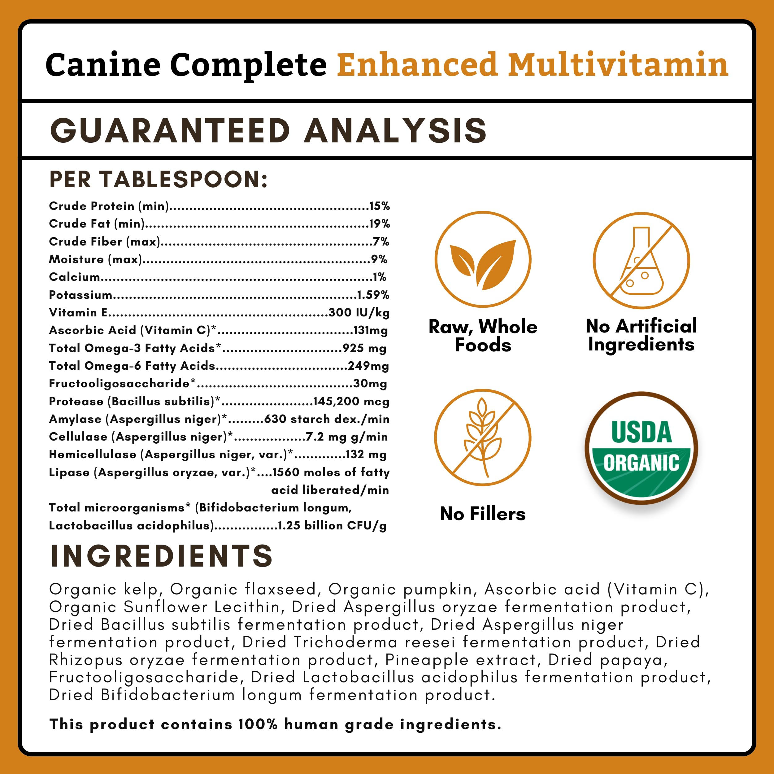 Wholistic Canine Complete with Organic Pumpkin for Dogs - 1 Lb - Dog Vitamins and Supplements with Pumpkin Powder for Digestion, Skin & Coat Health - Multivitamin for Dogs with Probiotics & Fiber