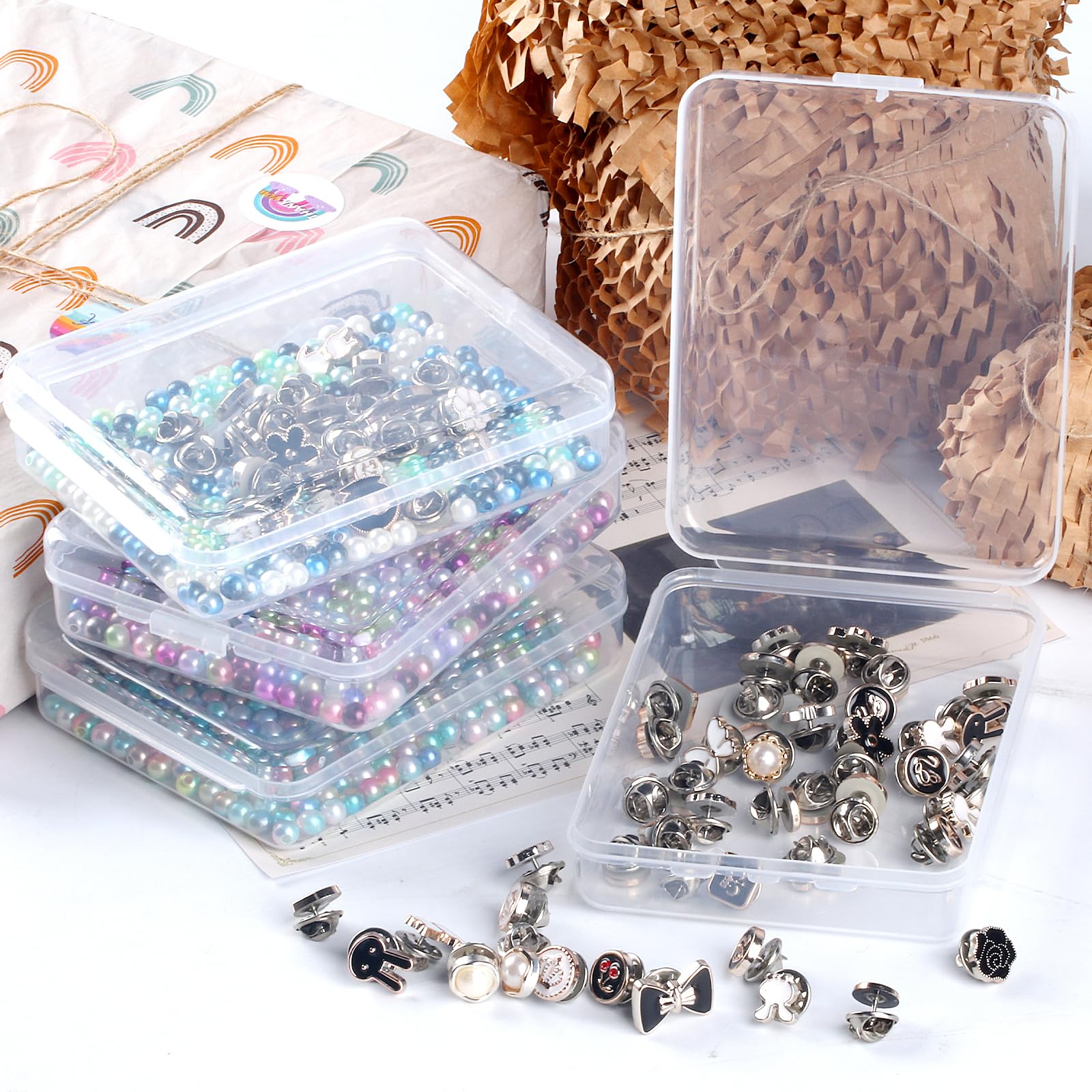 XhjzgcTech 12 Pcs Mini Clear Plastic Beads Storage Containers Box with Hinged Lid for Jewelry Beads Crayon Accessories Craft Organizers and Storage Boxes