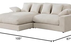 Lilola Home Mystic Beige Corduroy Reversible Sectional Sofa Chaise