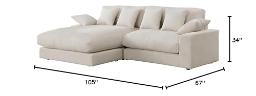 Lilola Home Mystic Beige Corduroy Reversible Sectional Sofa Chaise