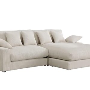 Lilola Home Mystic Beige Corduroy Reversible Sectional Sofa Chaise