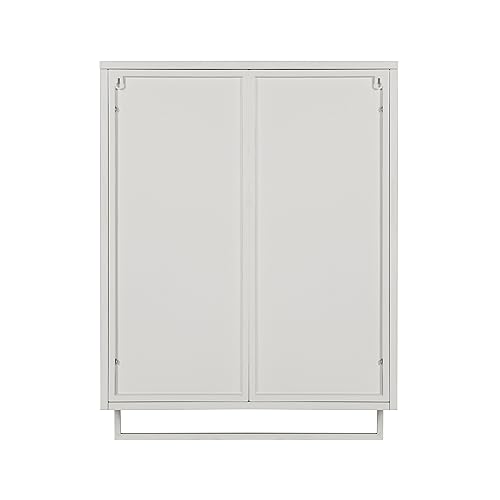 HomSof 23.62" Glass Doors Modern Two-Door Wall Cabinet with Featuring Two-Tier Enclosed Storage,an Open Shelf,and Towel Rack,for Entryway Living Room Bathroom Dining Room