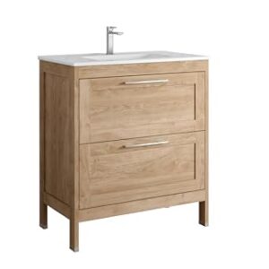 DAX Lakeside Engineered Wood and Porcelain Single Vanity with Onix Basin, 32", Oak