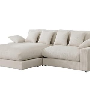 Lilola Home Mystic Beige Corduroy Reversible Sectional Sofa Chaise