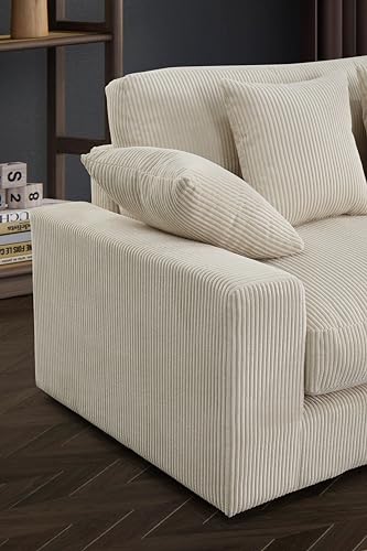 Lilola Home Mystic Beige Corduroy Reversible Sectional Sofa Chaise