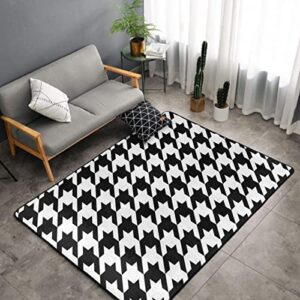 Luxurious Area Rugs Big Size Play Mat for Kitchen Playroom - black and white houndstooth 60 x 39 Inch Floor Pad Rugs, Indoor/Outdoor Entryway Rug Non Skid Backing