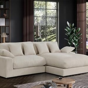 Lilola Home Mystic Beige Corduroy Reversible Sectional Sofa Chaise