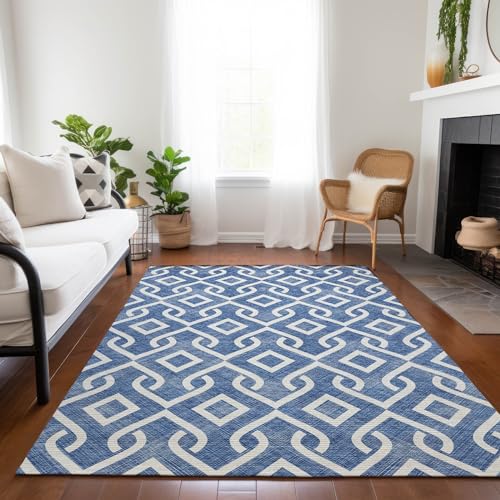 Addison Rugs Chantille ACN621 Blue 2'6" x 3'10" Indoor Outdoor Area Rug, Easy Clean, Machine Washable, Non Shedding, Bedroom, Living Room, Dining Room, Kitchen, Patio Rug