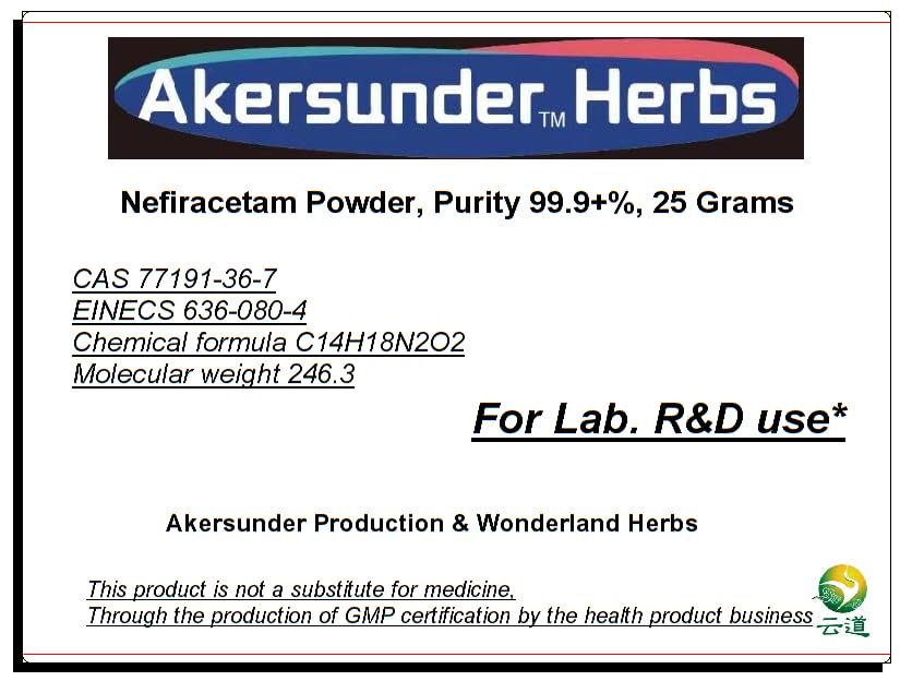 Akersunder Nefiracetam Powder, Purity 99+%, 25 Grams, Include 100mg Scoop