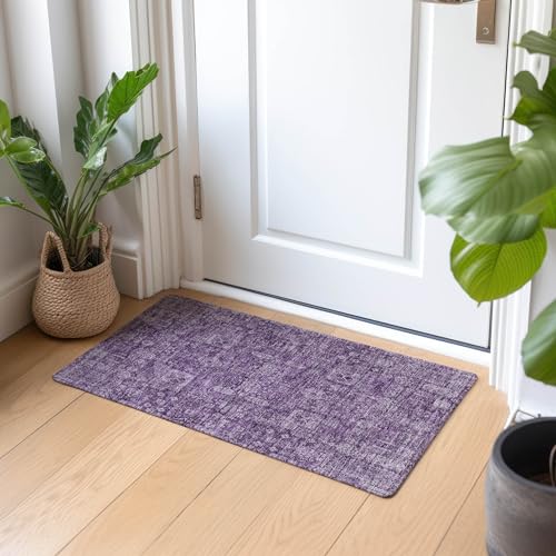 Addison Rugs Chantille ACN637 Purple 1'8" x 2'6" Indoor Outdoor Area Rug, Easy Clean, Machine Washable, Non Shedding, Bedroom, Living Room, Dining Room, Kitchen, Patio Rug