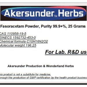 Akersunder Fasoracetam Powder, Purity 99+%, 25 Grams, 100mg Scoop Inside