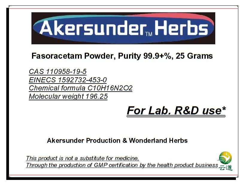 Akersunder Fasoracetam Powder, Purity 99+%, 25 Grams, 100mg Scoop Inside