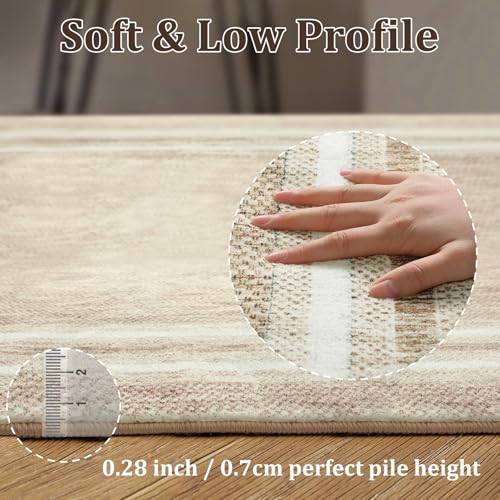 OJIA Modern Bordered Washable Runner Rug, 2'x6' Rug Runners Non Slip Kitchen Rugs Runner Soft Bathroom Rug Runner Non-Shedding Carpet Runner for Bedroom Entryway Laundry Room