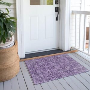 Addison Rugs Chantille ACN637 Purple 1'8" x 2'6" Indoor Outdoor Area Rug, Easy Clean, Machine Washable, Non Shedding, Bedroom, Living Room, Dining Room, Kitchen, Patio Rug