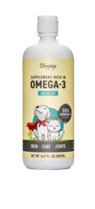 camelina oil for dogs & cats, 500ml by olimega farm | high in omega-3 & vitamin e | support for healthy joints, coat & skin | alternative to salmon oil for dogs | made in canada | non-gmo