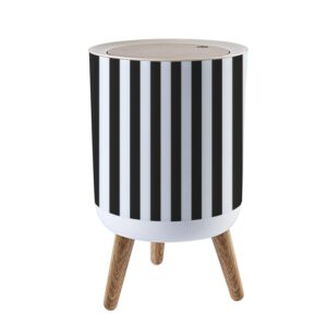 lgcznwdfhtz small trash can with lid for bathroom kitchen office diaper black white stripes bedroom garbage trash bin dog proof waste basket cute decorative