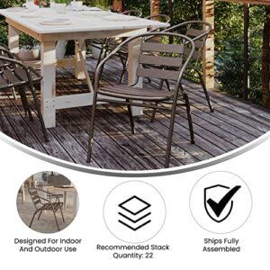 Flash Furniture TLH-ALUM-32SQ-017BZ4-GG Lila 31.5'' Square Aluminum Indoor-Outdoor Table Set with 4 Slat Back Chairs, Bronze