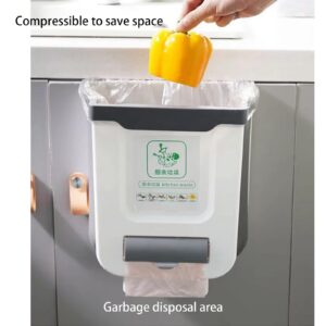 KiDaYuan Comes with a composting bin with 20 Garbage Bags, Trash cans, Foldable Kitchen and Bathroom Trash cans, Suitable for Camping, Office, Bedroom, Easy to Carry, White