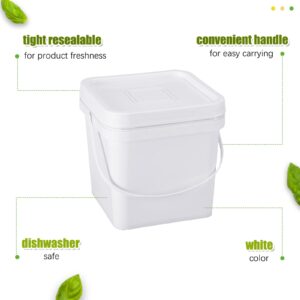 Suzile 10 Pcs 2.2 Gallon Square Bucket with Lid Food Grade Plastic Bucket 10L Utility Industrial Pail with Handle Container for Food Oil Tub Water Fishing Paint House Cleaning Car Washing(White)