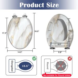 Elongated Toilet Seat marble grunge texture crack pattern Resin Toilet Seat Quietly Slow Close with Quick-Release Hinges Toilet Seat with Cover Easy to Clean Install