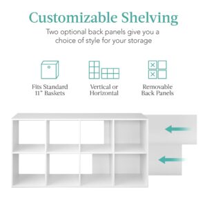 Best Choice Products 8-Cube Storage Organizer, 11in Shelf Opening, Bookcase, Display Shelf, Customizable w/ 3 Removable Back Panels – White