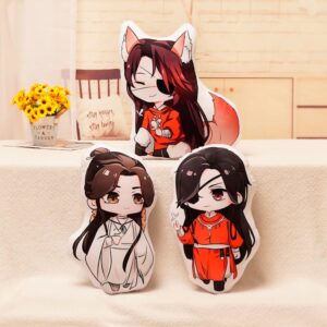 YLEAFUN 45cm Anime Pillow Xie Lian Hua Cheng Cosplay Printed Pillow Cute Cartoon Plush Stuffed Cushion Throw Pillow for Home Decoration