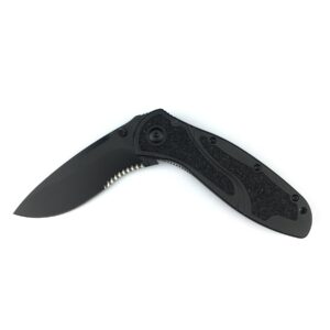 7.8 Inch Black Blur Pocket Knife, Assisted Opening Folding Knife with Thumd Stud, 8Cr13Mov Steel Blade Aluminum Handle, Serrated Pocket Knife with Pocketclip for EDC