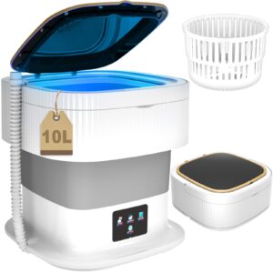 portable washing machine, 10l mini washer and dryer foldable washer machine, cleaning small washer, bucket laundry machine with deep cleaning for baby clothe, underwear, socks, rv