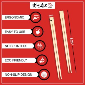 OTEMOTO 100 Disposable Chopsticks | Paper sleeve | Bamboo Wooden Chop sticks - Bamboo Chopstick Bulk - Disposable Utensils Premium Quality - (50 Pairs)