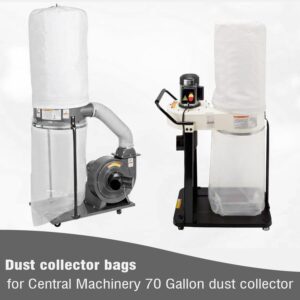 Dust collector bags 6pcs two-sided 6.5mil 19.5" diameter (31" width x 38" length) for Harbor Freight Central Machinery 70 gallon dust collector