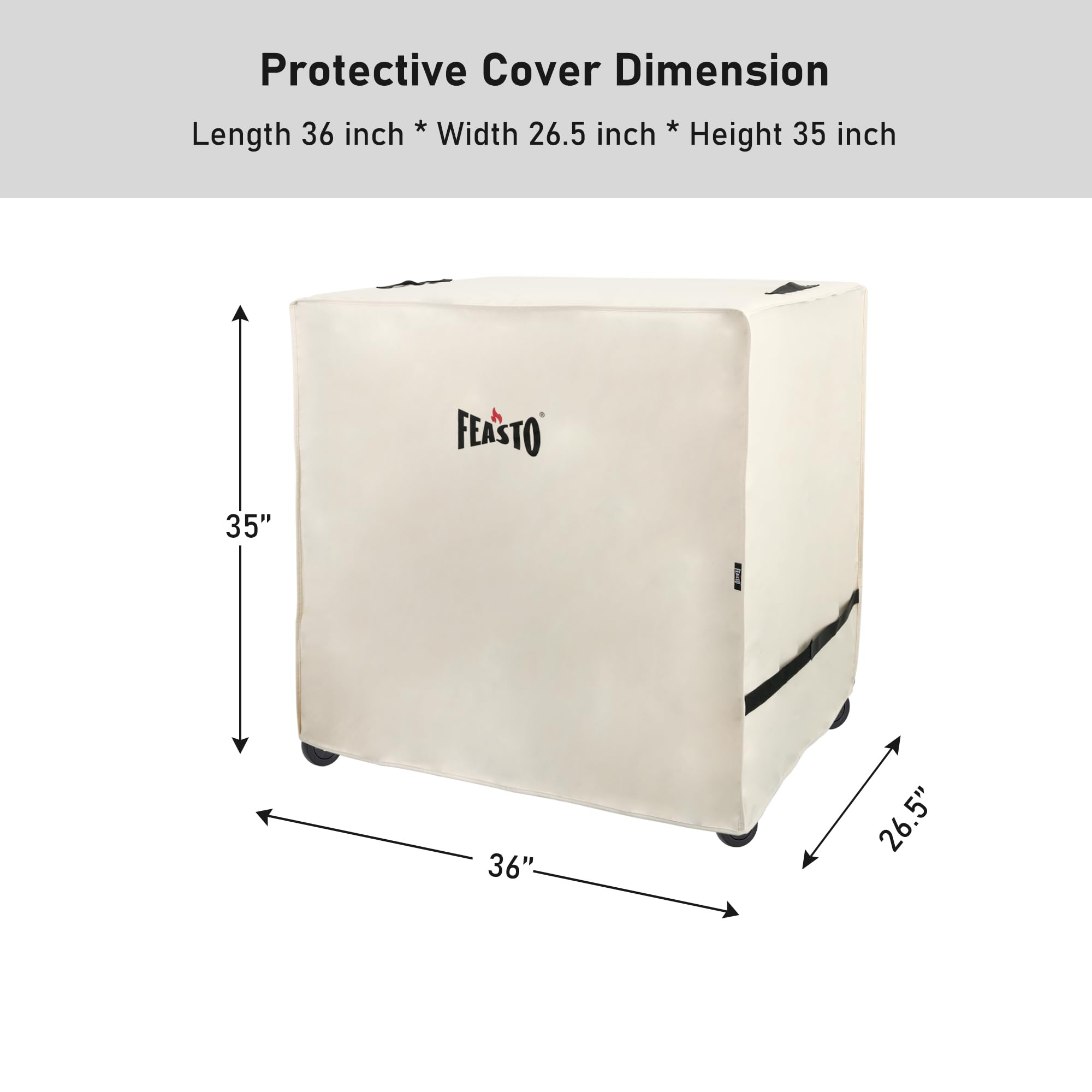 Outdoor Dining Cart,Grill Cover for Feasto 3-Shelf Outdoor Steel Table Cart, Heavy Duty Waterproof Cover for Feasto Dining Cart, Beige (L36”xW26.5”x H35”)