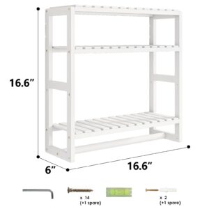 Galood Bathroom Organizers and Storage Towel Racks for Bathroom,3-Tier Wall Shelf Over Toilet Storage Multifunctional Adjustable Towel Holder Floating Shelves (White)