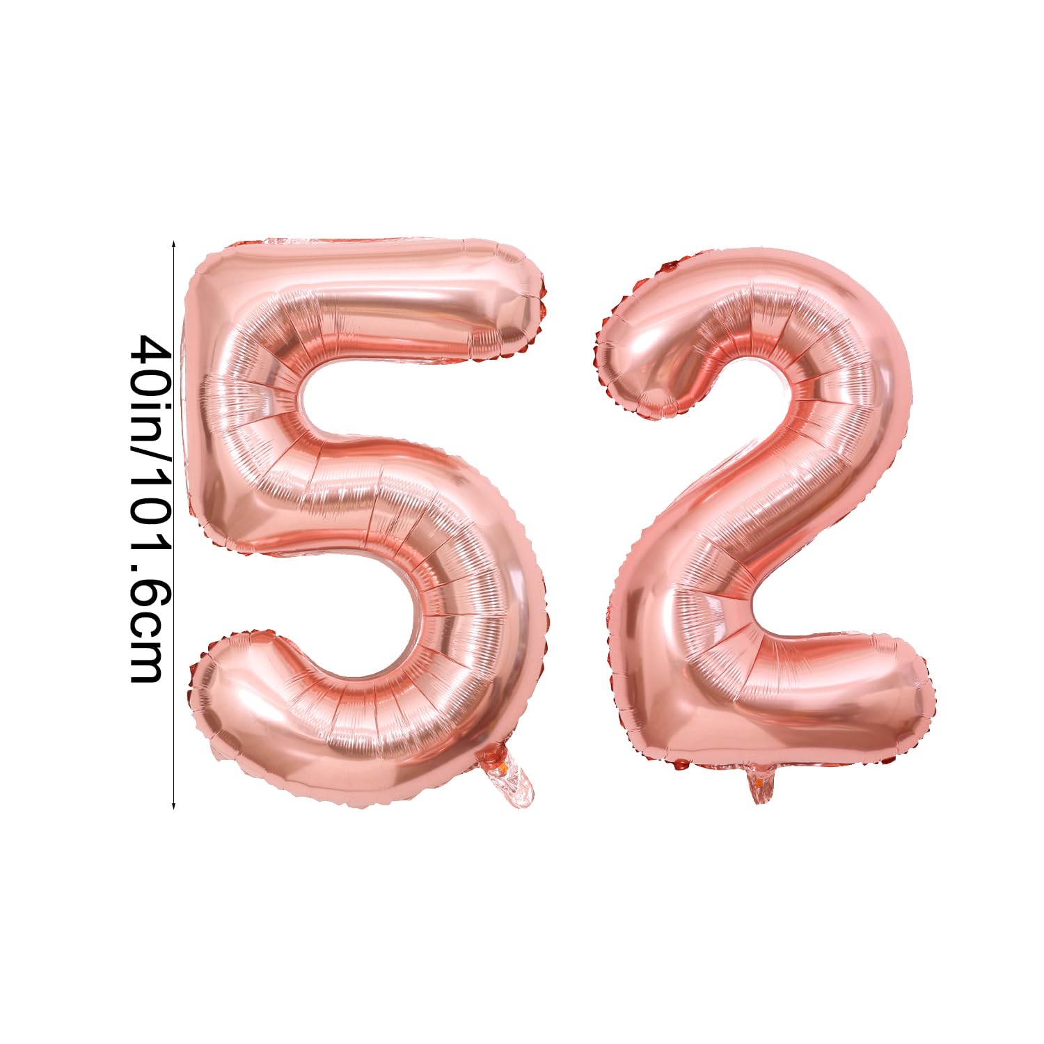 YFHVJTKO 40 Inch Number 52 Foil Balloons 52th Celebration Decorations for Happy 52th Birthday Party Wedding Bridal Shower Engagement Photo Shoot Anniversary Decoration, Number 52 Rose Gold Balloon