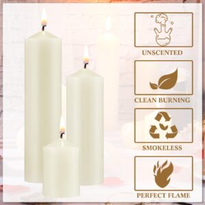 MTLEE Set of 72 Ivory Pillar Candles 2 x 3, 2 x 6, 2 x 8 Inch Smokeless and Dripless Unscented Large Candles Pillar Long Clean Burning Rustic Pillar Candles Set for Wedding Dinner and Home Decor