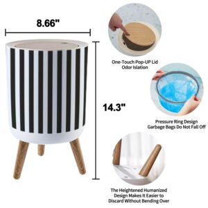 LGCZNWDFHTZ Small Trash Can with Lid for Bathroom Kitchen Office Diaper Black White Stripes Bedroom Garbage Trash Bin Dog Proof Waste Basket Cute Decorative