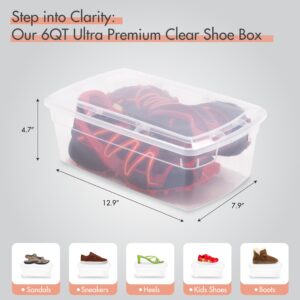 Organize-it, Pack of 15-6QT Ultra Premium Clear Shoe Box, Modular Storage Box for Shoes, Versatile Organization and Storage Box with Clear Base and Lid, 12.9" L X 7.9" W X 4.7" H