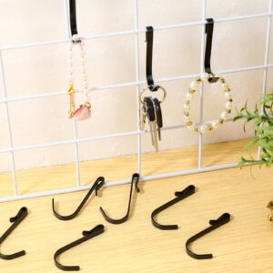 KALIONE 20 Pcs J Shaped Hook Snap On Hook Stainless Steel Hanger Clip-on Hook Wire Rack Hook Hanging Sink Grid Hook for Kitchen, Bedroom, Office, Wire Shelf(Black)