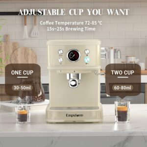 Empstorm Espresso Machine Latte Coffee Makers 20 Bar, 2 IN 1 Professional Cappuccino Machine and Milk Frother Steam Wand Compatible for NS Original Capsules for Home Brewing