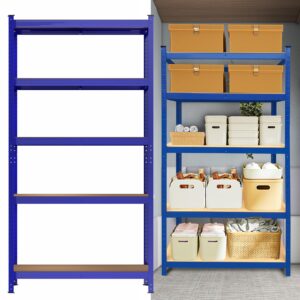 yiyai garage shelving heavy duty storage shelves - 59" high 27.6" wide 12" deep metal shelf unit - 5-tier garage utility shelf rack for pantry warehouse basement, boltless assembly, load 1930 lbs