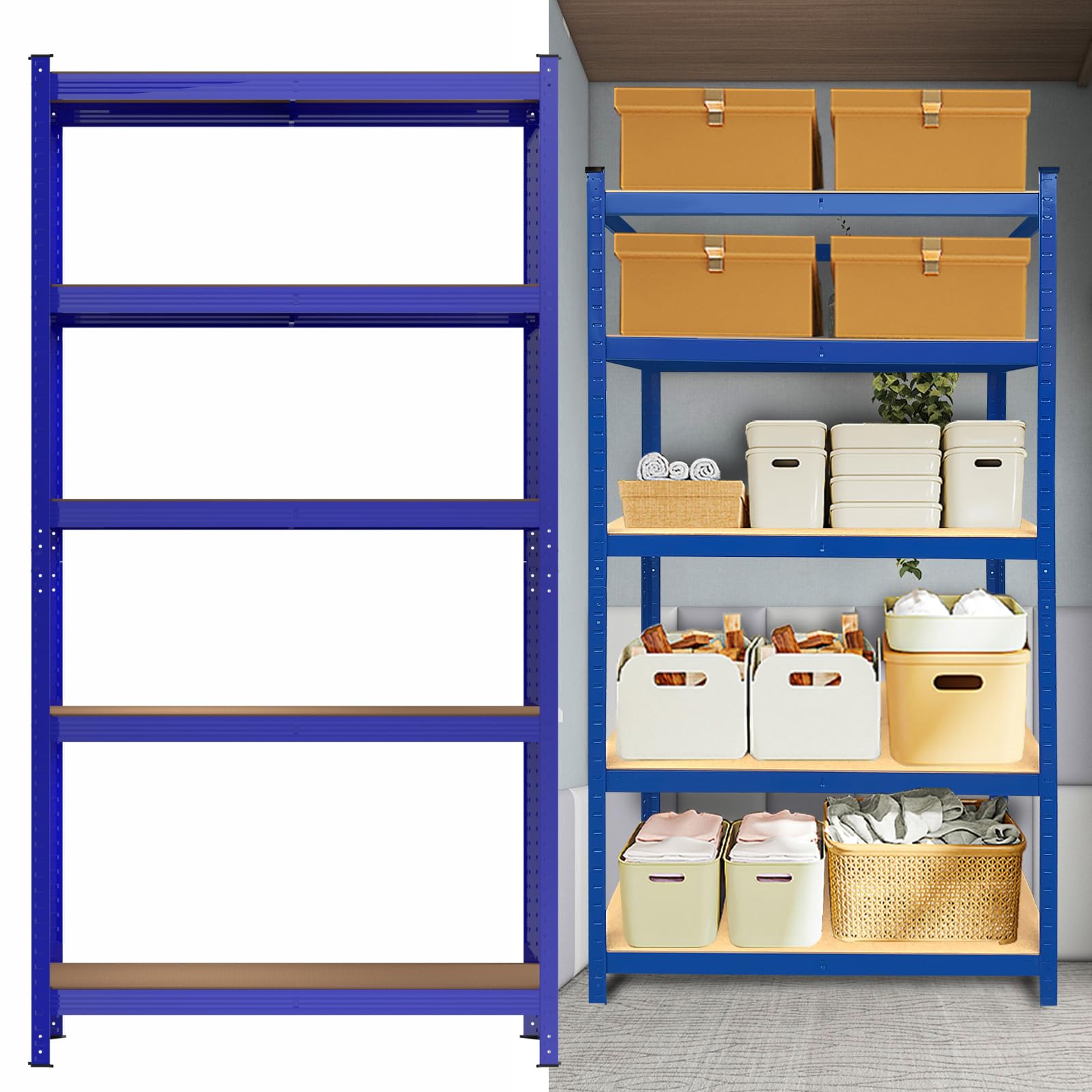 Yiyai Garage Shelving Heavy Duty Storage Shelves - 59" High 27.6" Wide 12" Deep Metal Shelf Unit - 5-Tier Garage Utility Shelf Rack for Pantry Warehouse Basement, Boltless Assembly, Load 1930 LBS