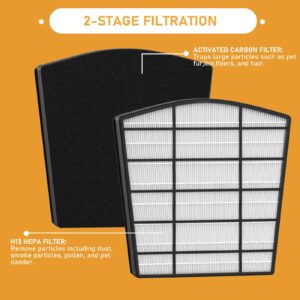 Allisfresh HP800 HEPA Filter Replacement Set Compatible with Hunter HP800 Multi Room Large Console Air Cleaner Purifier, Part Number H-HF800-VP H-PF800, 1 HEPA Filter and 4 Carbon Pre-Filter