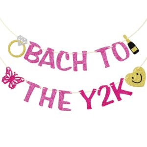 bach to the y2k banner, 2000s bachelorette party banner, back to the 00s party decorations, miss to mrs, retro y2k bridal shower banner, throwback early 2000s party decorations, hot pink glitter