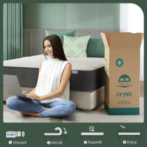 Crystli King Mattress, 10 inch King Memory Foam Mattress in a Box for Sleep Support & Pressure Relief, CertiPUR-US Certified Foam, Medium Firm, Fiberglass Free, Strong Edge Support